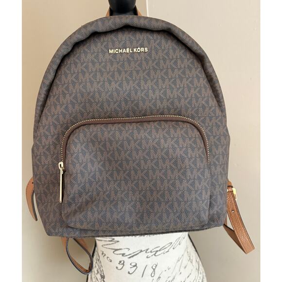 Michael Kors Erin Ladies Brown Signature Faux Leather Backpack Bag - Picture 1 of 10